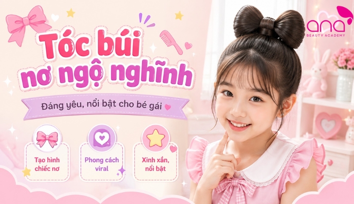 Tóc búi đỉnh hình nơ ngộ nghĩnh