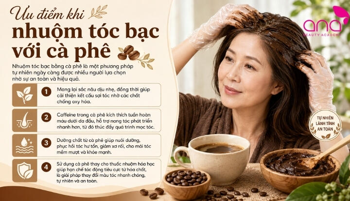 Ưu điểm khi nhuộm tóc bạc với cà phê