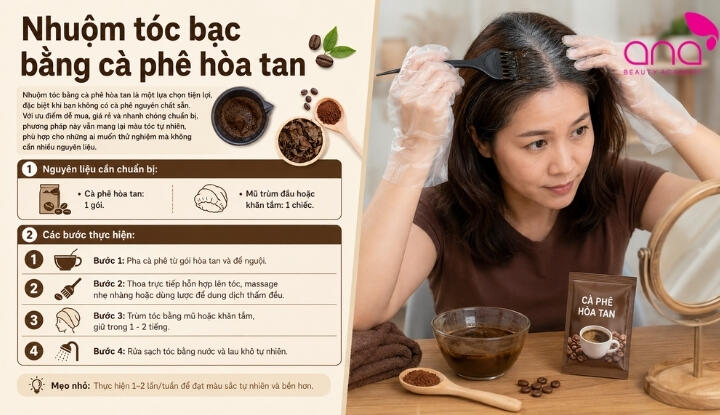 Nhuộm tóc bạc bằng cà phê hòa tan