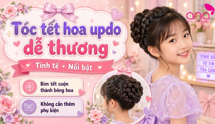 Tóc tết hoa updo dễ thương