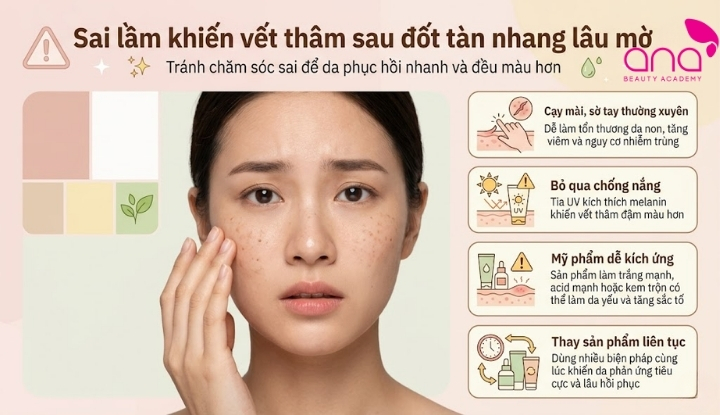 Sai lầm khiến vết thâm sau đốt tàn nhang lâu mờ