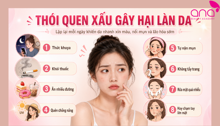 Các thói quen hằng ngày có thể khiến da mụn và lão hóa