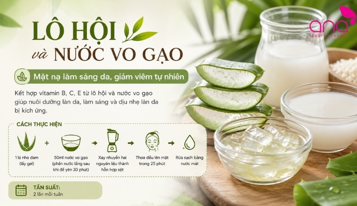 Cách chăm sóc da bằng lô hội và nước vo gạo