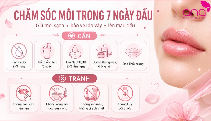 Chăm sóc môi trong 7 ngày đầu