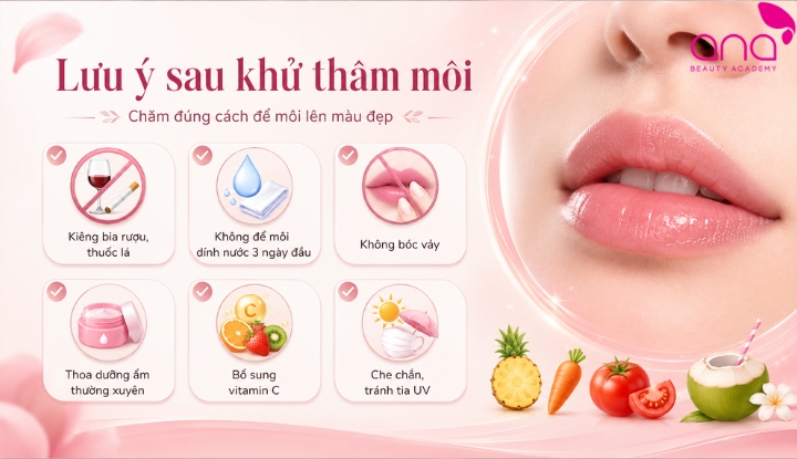 Chăm sóc, ăn uống và vệ sinh đúng cách giúp môi phục hồi nhanh