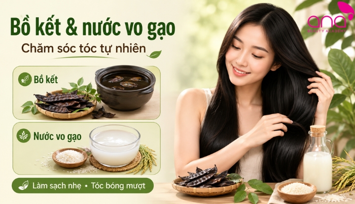 Dùng bồ kết hoặc nước vo gạo chăm tóc