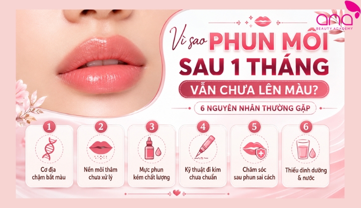 Vì sao phun môi sau 1 tháng vẫn chưa lên màu?