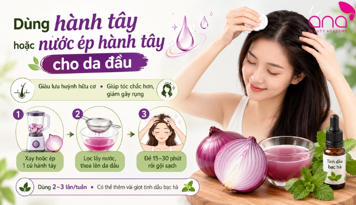 Dùng hành tây chăm sóc da đầu
