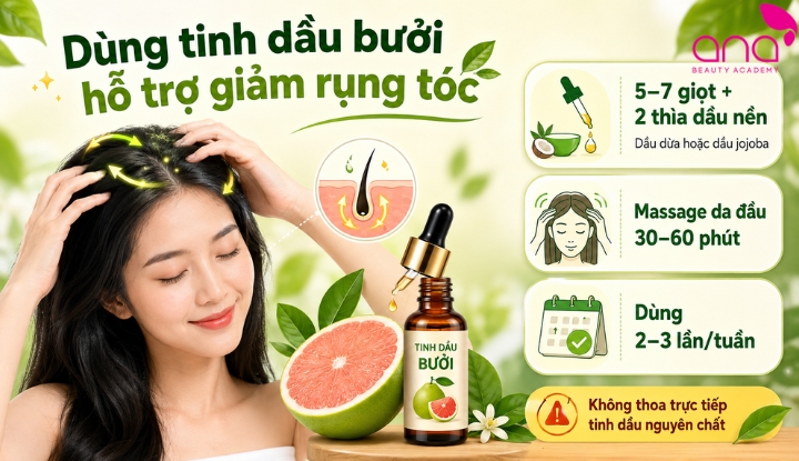 tinh dầu bưởi giảm rụng tóc