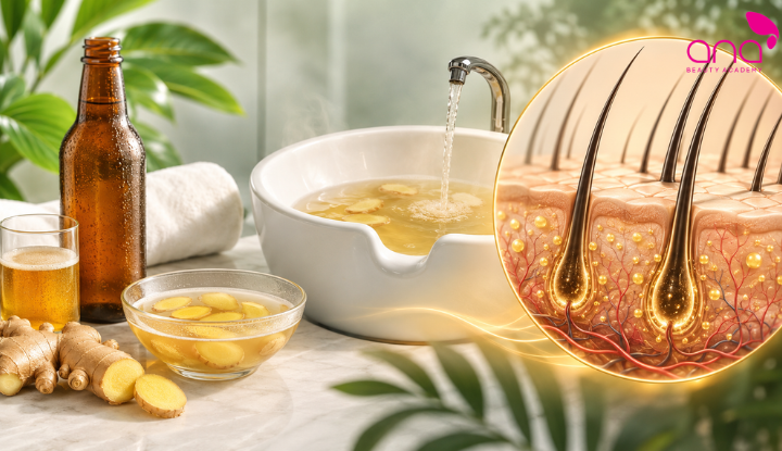Gừng tạo cảm giác ấm khi massage da đầu 