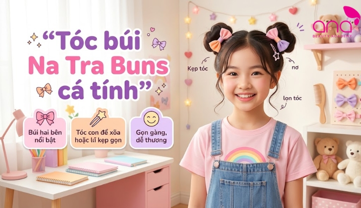 Tóc búi Na Tra cá tính cho bé gái 10 tuổi