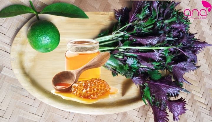 Hỗn hợp tía tô, chanh và mật ong hỗ trợ làm sáng bề mặt da