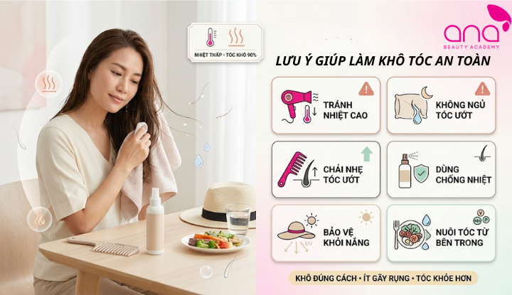 Kiểm soát nhiệt độ và thao tác nhẹ nhàng giúp bảo vệ sợi tóc