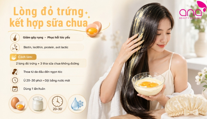 Lòng đỏ trứng kết hợp sữa chua dưỡng tóc