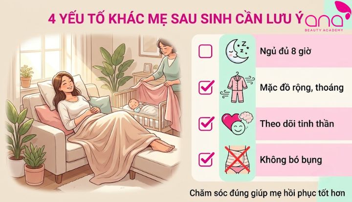 Lưu ý thêm về giấc ngủ, trang phục, tinh thần và kiêng bó bụng