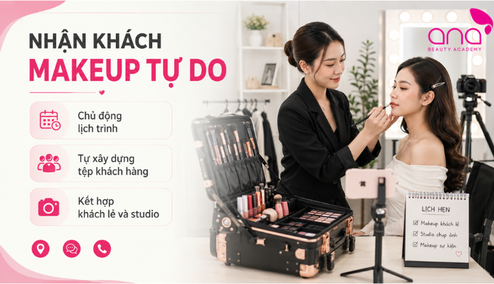 Makeup tự do giúp chủ động lịch làm việc và nguồn thu nhập