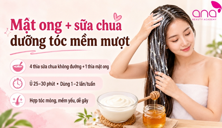 Mật ong kết hợp sữa chua dưỡng tóc