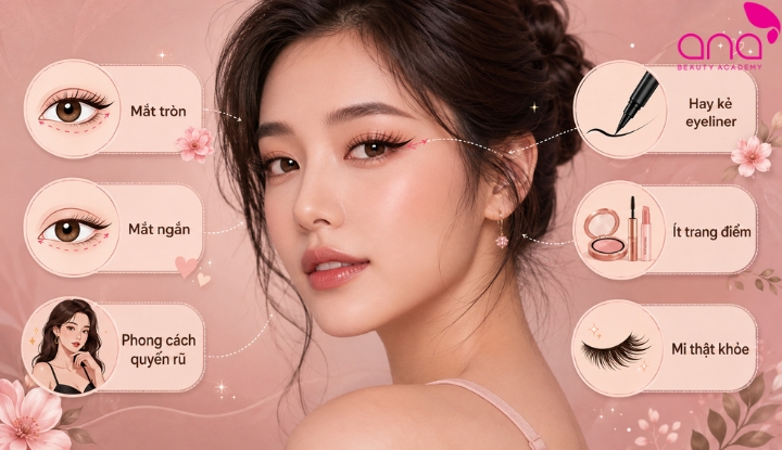 Dáng mắt phù hợp với kiểu nối mi đuôi cá