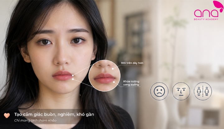 môi dày khóe miệng xuống