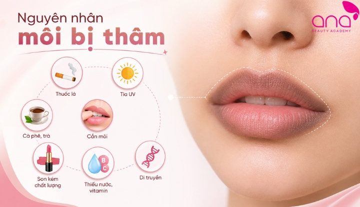 Môi thâm có thể từ cơ địa, mỹ phẩm hoặc thói quen sinh hoạt