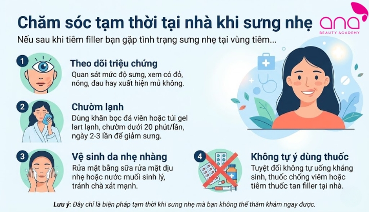 Chăm sóc tạm thời tại nhà khi sưng nhẹ