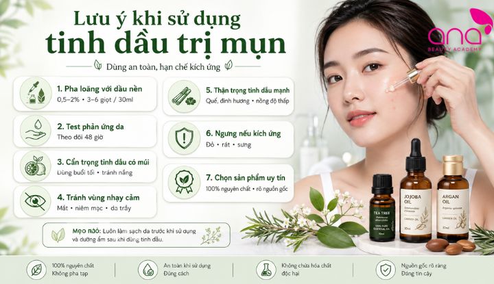 Những nguyên tắc dùng tinh dầu an toàn cho da mụn 