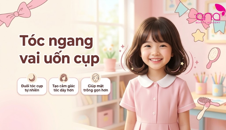 Tóc ngang vai uốn cụp tự nhiên