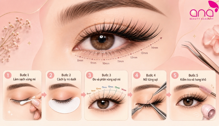 Quy trình 5 bước nối mi đuôi