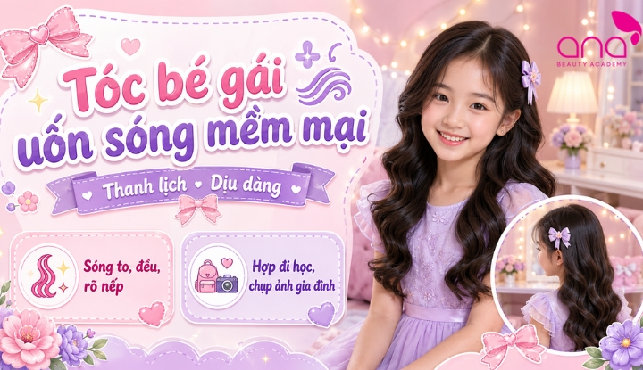 Tóc bé gái uốn sóng mềm mại