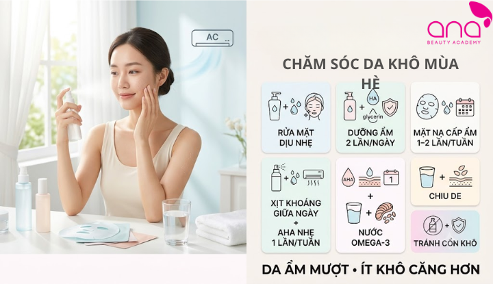 Tăng cường cấp nước và bảo vệ hàng rào lipid trước nắng, điều hòa