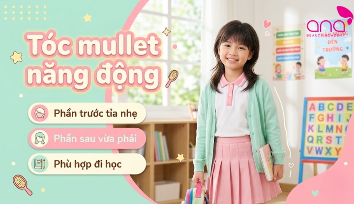 Tóc mullet năng động cho bé gái 10 tuổi