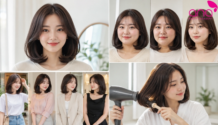 Tóc ngang vai uốn cụp