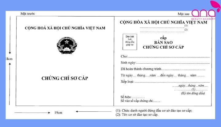 Văn bản xác nhận quá trình đào tạo và năng lực nghề phun xăm (Nguồn: Internet)
