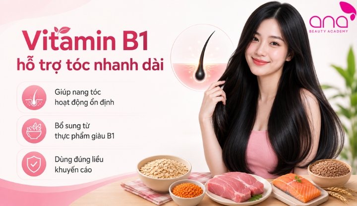 Dùng vitamin B1 hỗ trợ tóc nhanh dài