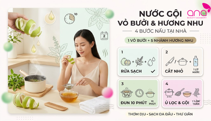 Vỏ bưởi và hương nhu tạo nước gội đầu thơm dịu