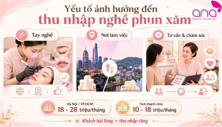 Yếu tố quyết định thu nhập nghề phun xăm thẩm mỹ