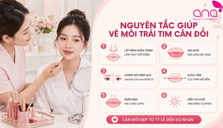Nguyên tắc giúp vẽ môi trái tim cân đối