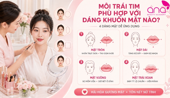 Môi trái tim phù hợp với dáng khuôn mặt nào?