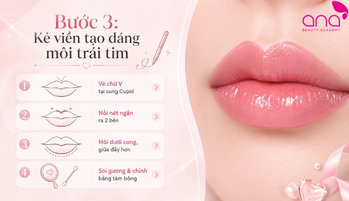 Kẻ viền tạo dáng môi trái tim