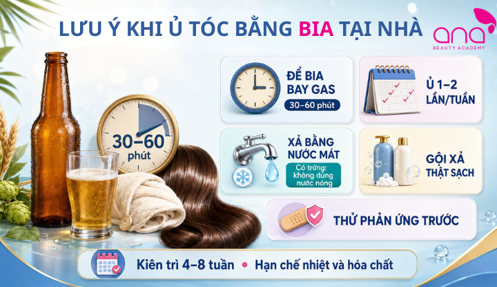 Dùng bia để ủ tóc đúng tần suất, hạn chế khô tóc 