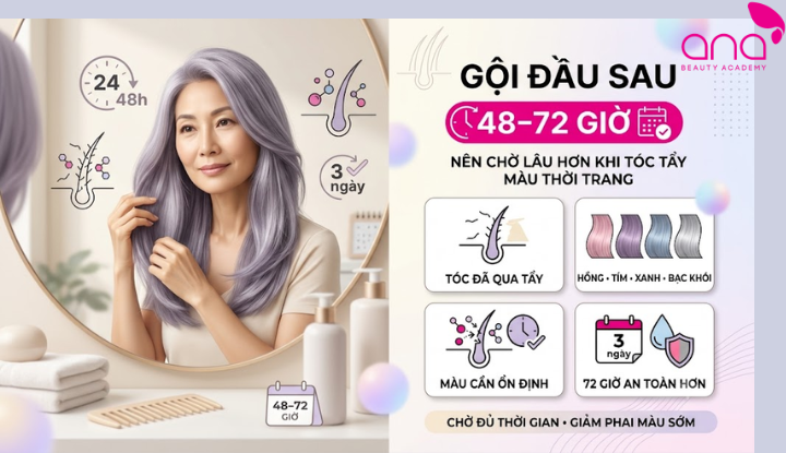 Nhuộm tóc để bao lâu thì gội với tóc màu thời trang?