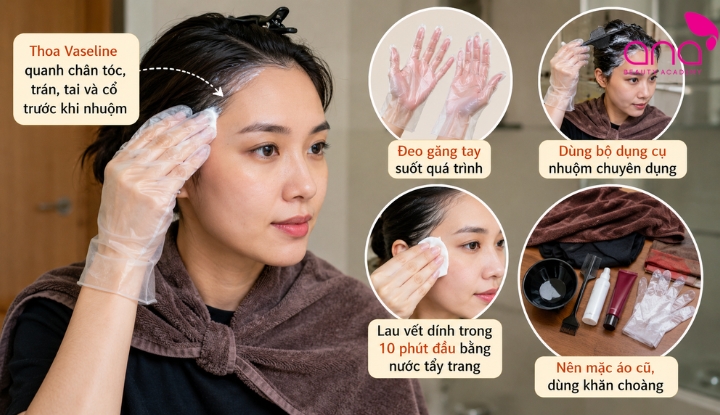 Cách ngăn thuốc nhuộm tóc dính vào da