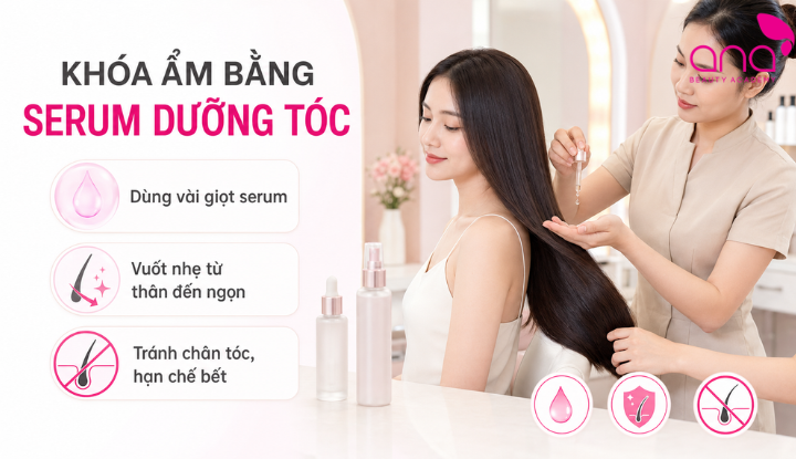 Khóa ẩm bằng serum dưỡng tóc