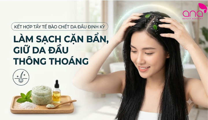Làm sạch cặn bẩn, giữ da đầu thông thoáng
