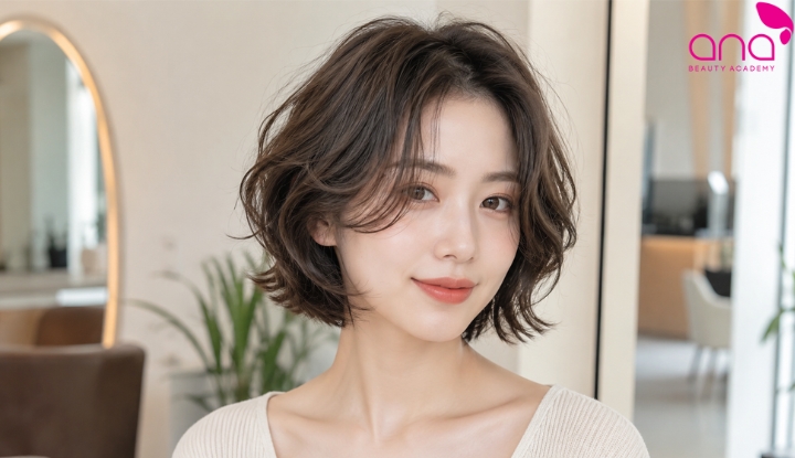 Tóc ngắn layer uốn sóng