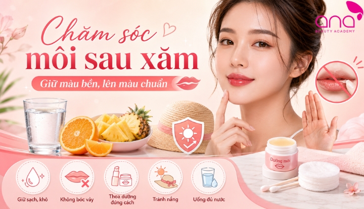 Chăm sóc môi sau xăm