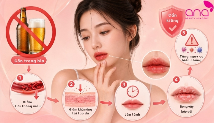 Cồn làm môi lâu bong vảy