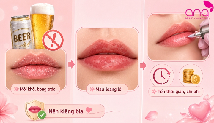 Môi lên màu không đều