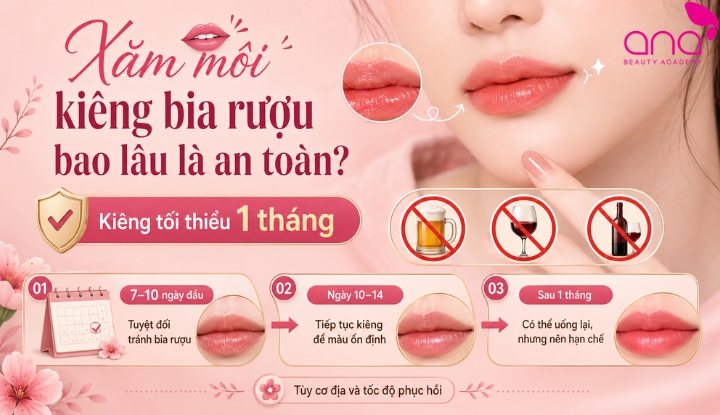 Xăm môi kiêng bia bao lâu