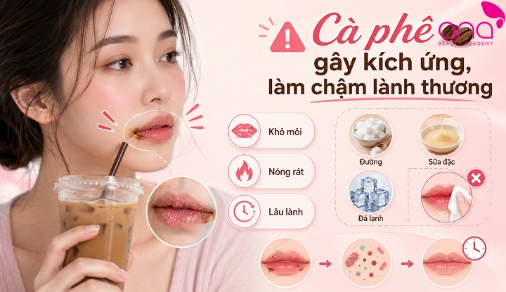 Cà phê gây kích ứng môi sau xăm